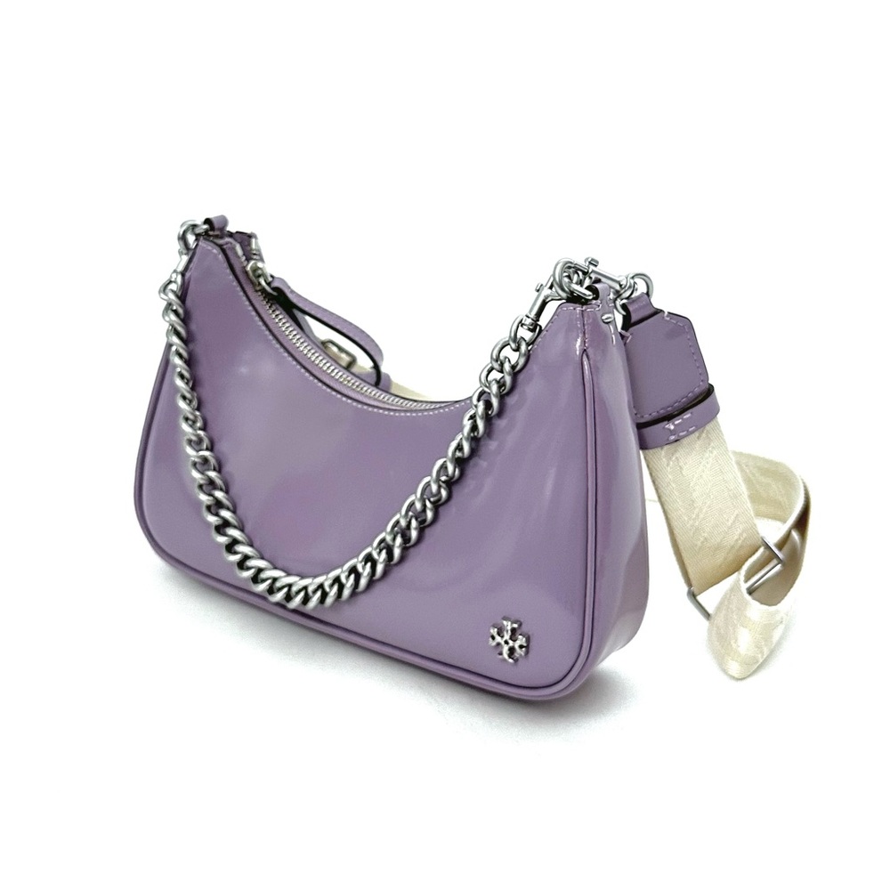 TORY BURCH Mini Leather Satchel Purse Small 151 Mercer Crescent Bag in Lavender - Picture 1 of 15